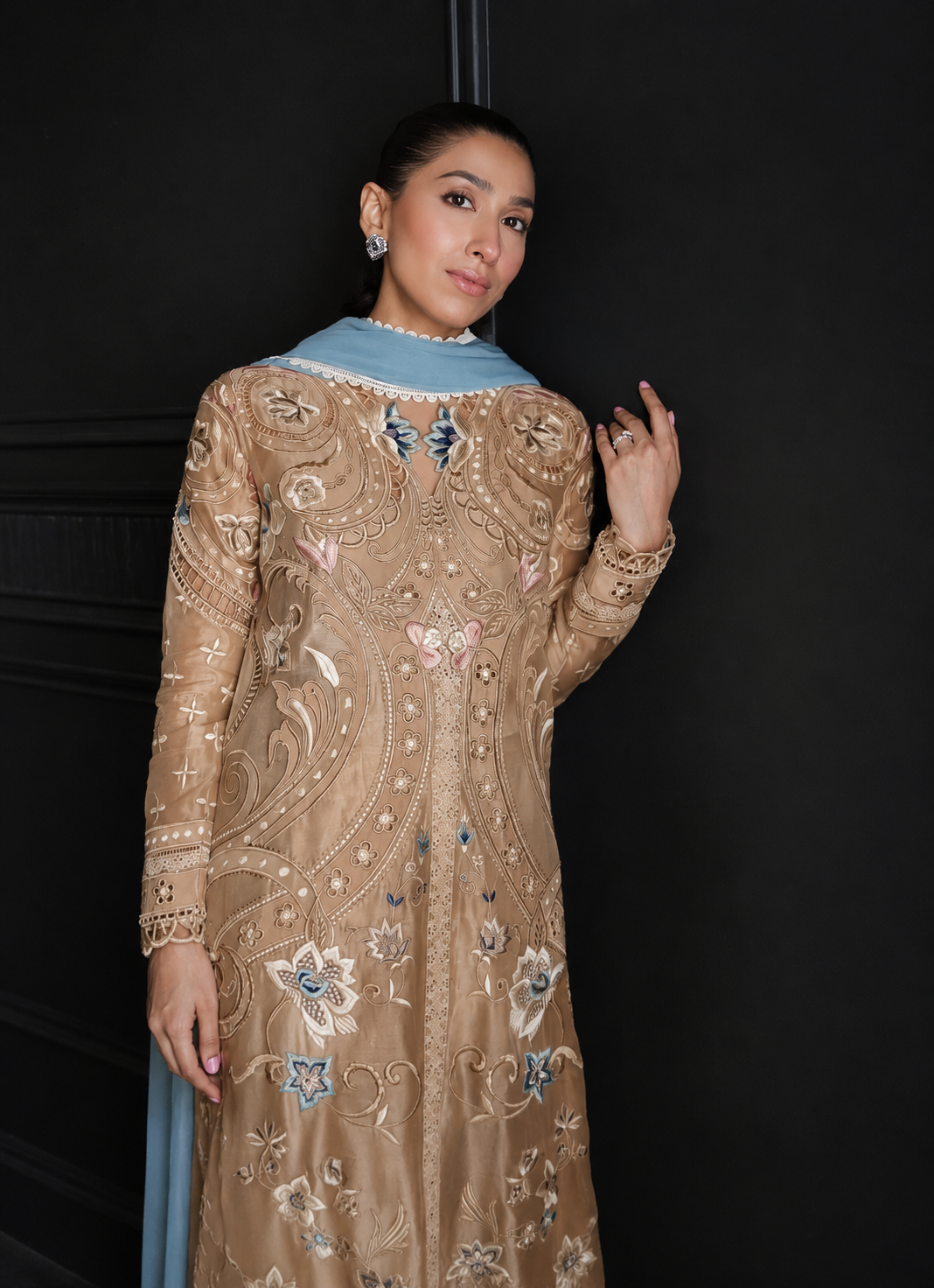 Silk Embroidered Luxury 2pc Article Gold