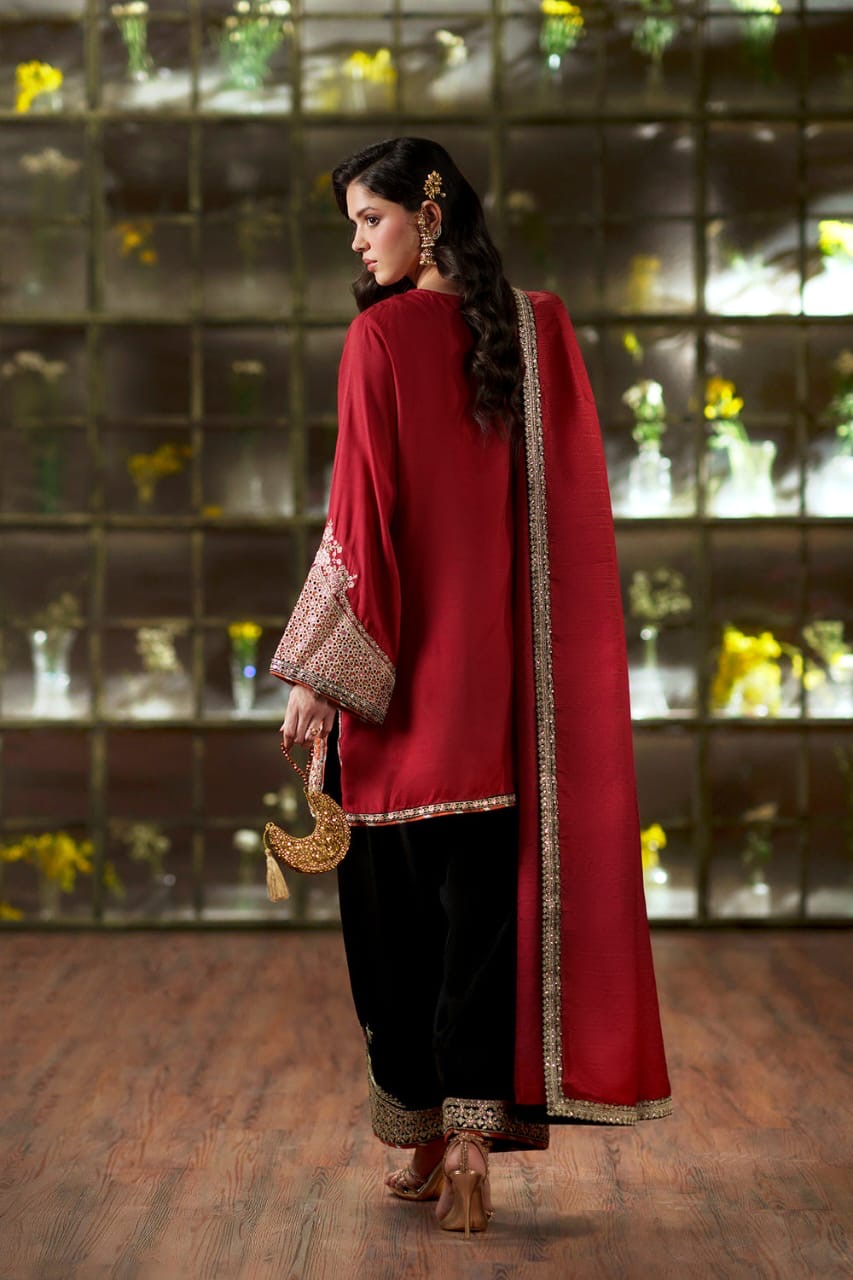 Ethnic Silk Luxury Embroidered Dress keri design