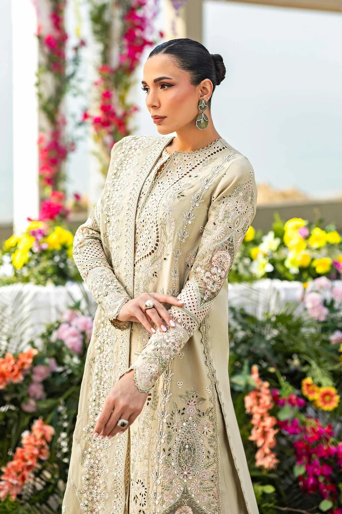 Dhanak Embroidered Luxury 3pc Article Pista Color
