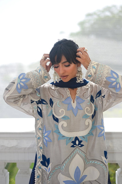 Designer Dress Silk Embroidered 3pc Article