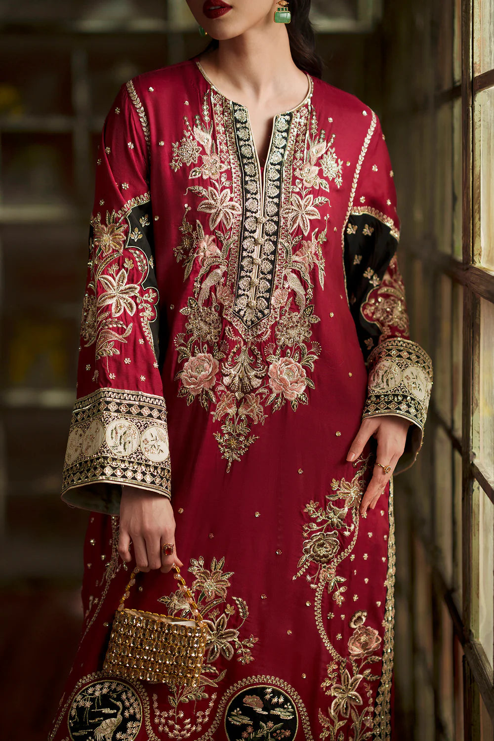Ethnic Silk Red 2pc