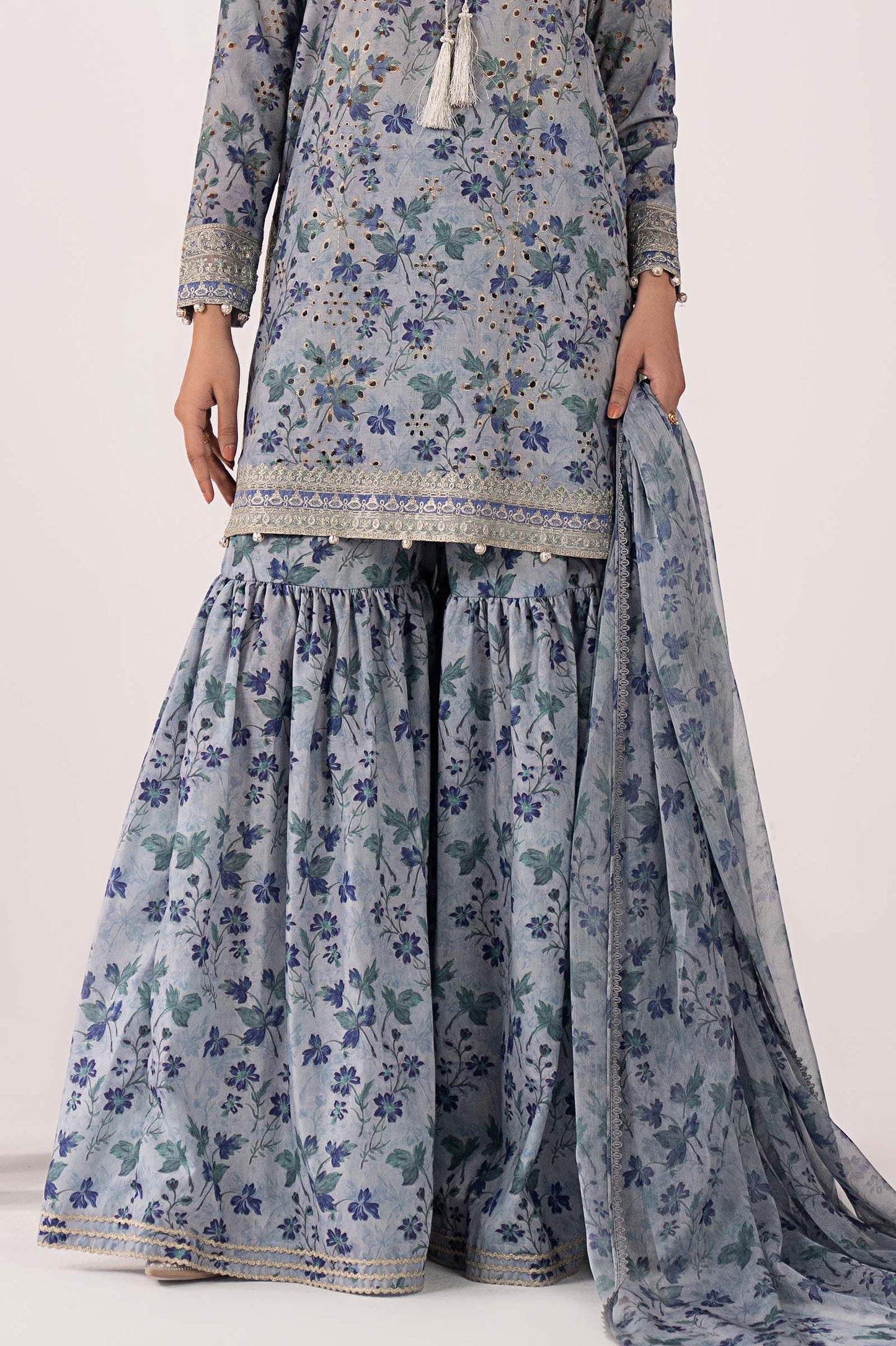 Mariab Silk Luxury Embroidered Dress 3pc