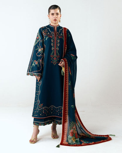 Dhanak Embroidered 3pc Article With Pashmina Wool Shawl