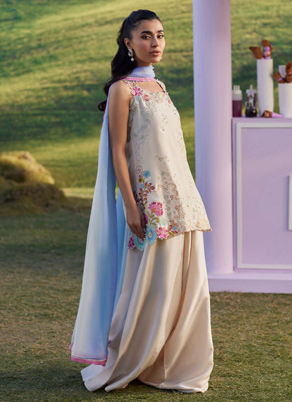 Silk Embroidered 3pc Article With Chiffon Triple Shade Dupatta Naimal Khawar