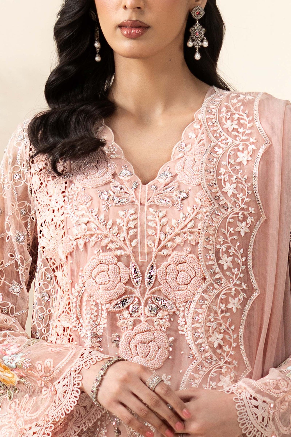 Dhanak Embroidered Luxury 3pc Article With Khaddi Net Dupatta MB