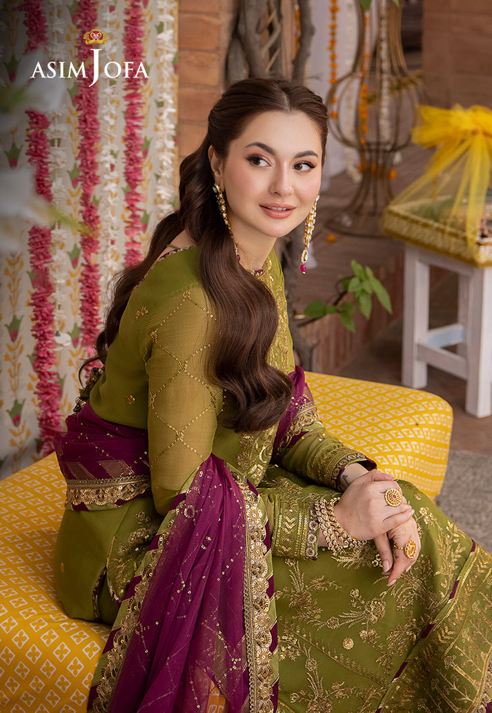 Asim Jofa Luxury Chiffon Embroidered Dress 3pc Hania Amir