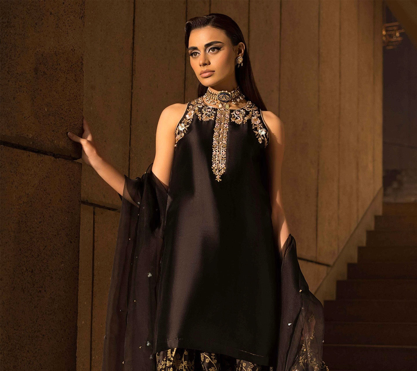 Ethnic Black Silk 3pc