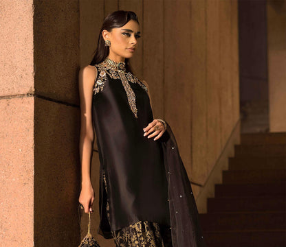 Ethnic Black Silk 3pc