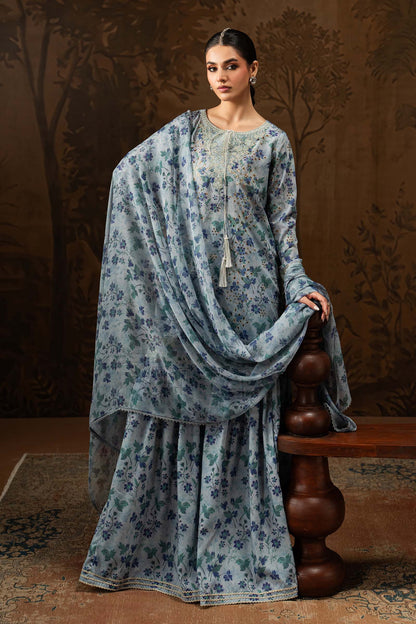 Mariab Silk Luxury Embroidered Dress 3pc