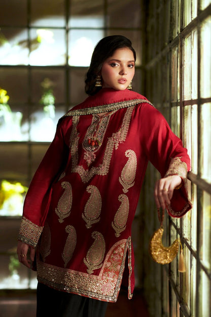 Ethnic Silk Luxury Embroidered Dress keri design
