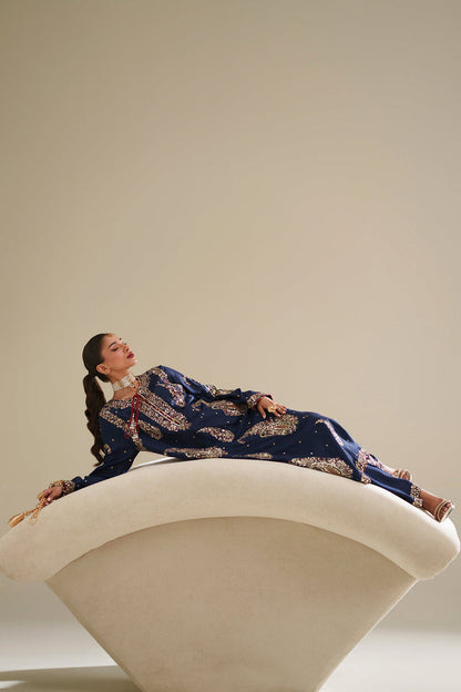 Ethnic blue silk 2pc