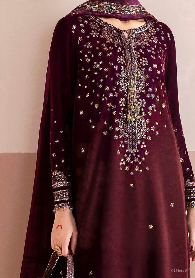 Jazmin 9000 micro Velvet Three Piece Embroidered