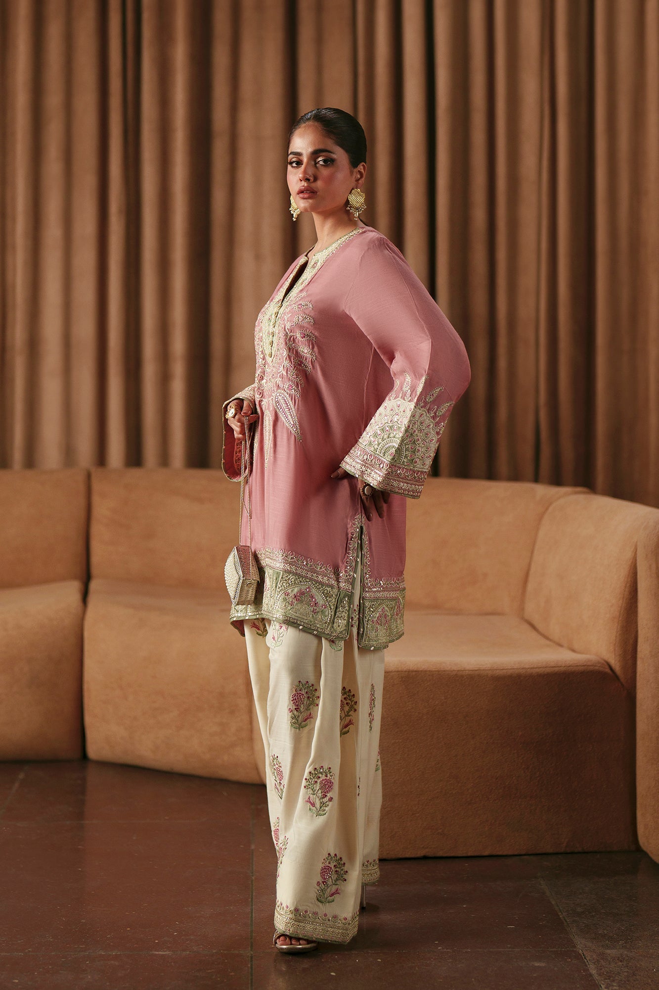 Ethnic Silk 2pc Pink