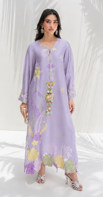 Sidrah&sarah Luxury Lilac 2pc Silk Embroidered