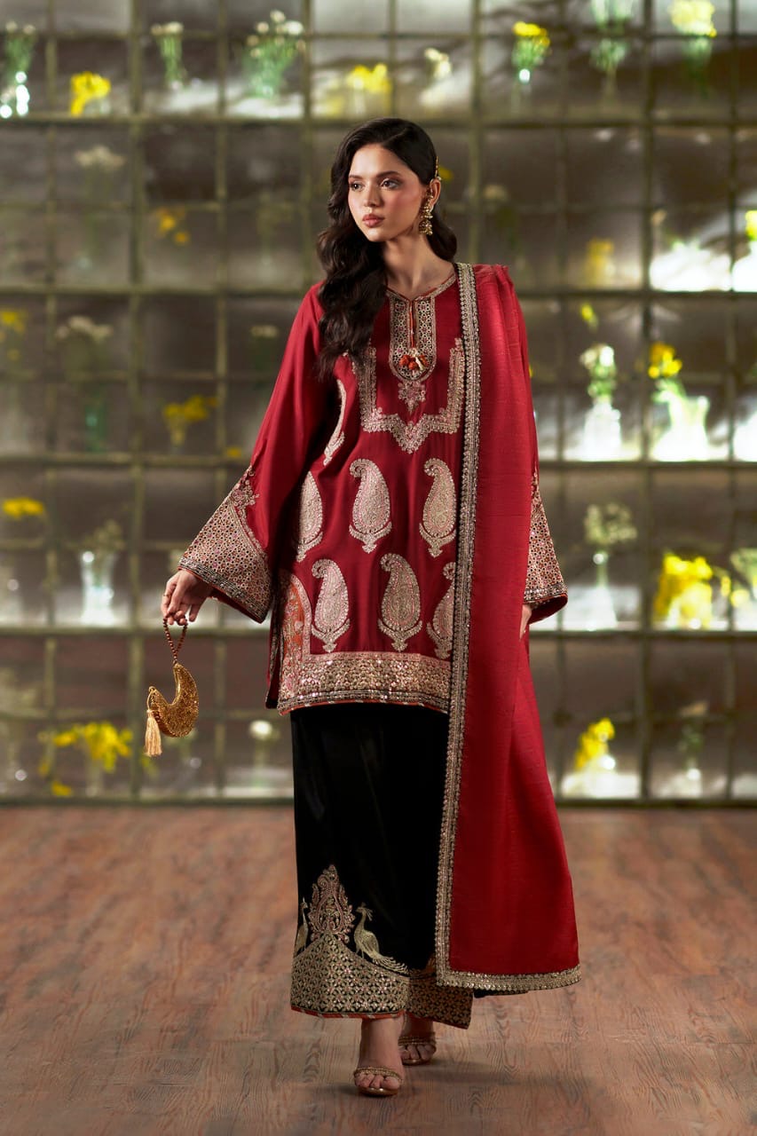 Ethnic Silk Luxury Embroidered Dress keri design