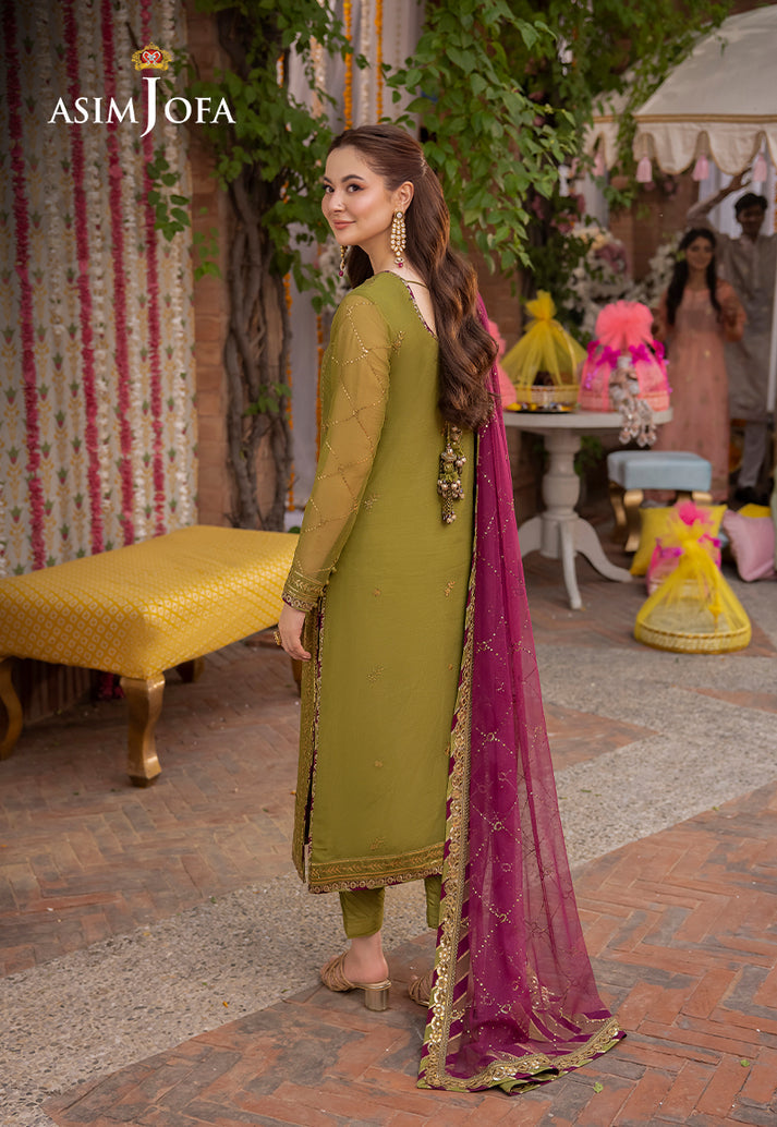 Asim Jofa Luxury Chiffon Embroidered Dress 3pc Hania Amir