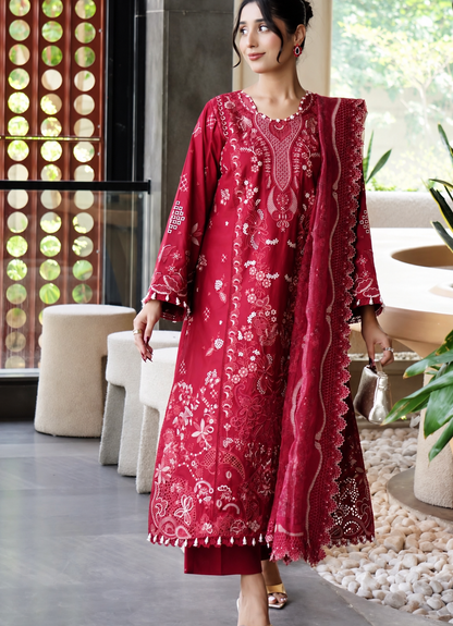 Aneelas Dhanak Embroidered 3pc Article With Dhanak Dupatta Butterfly