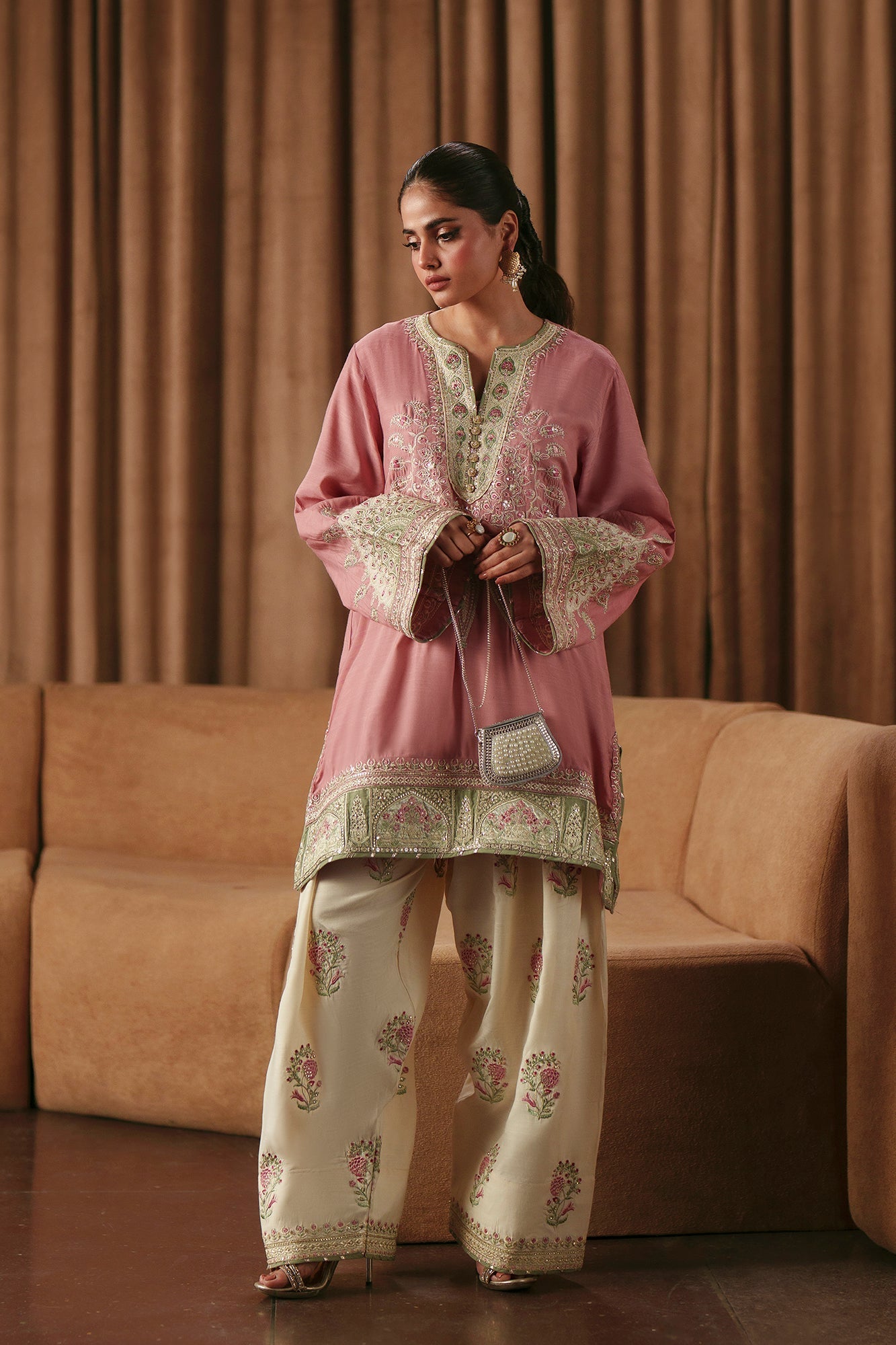 Ethnic Silk 2pc Pink