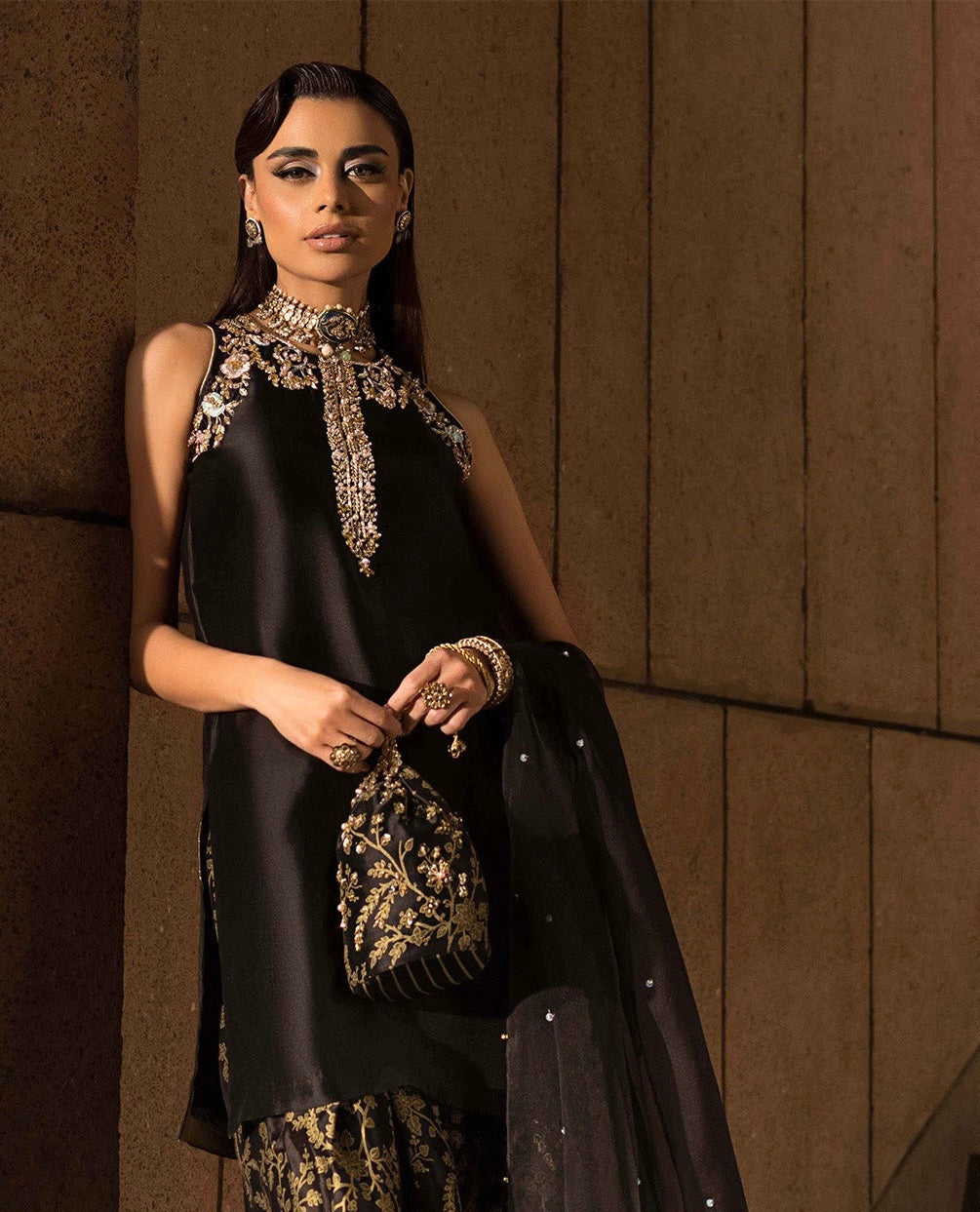 Ethnic Black Silk 3pc