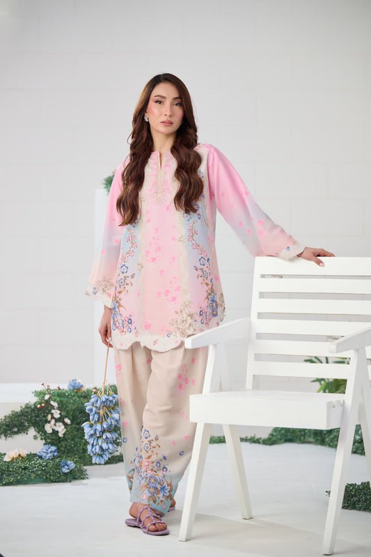 Silk Luxury Printed 2pc Article Soft Pink Color