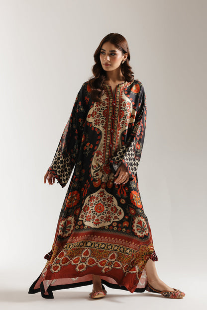 Ethnic Silk Luxury Embroidered Dress,trouser and sleeves D-90025