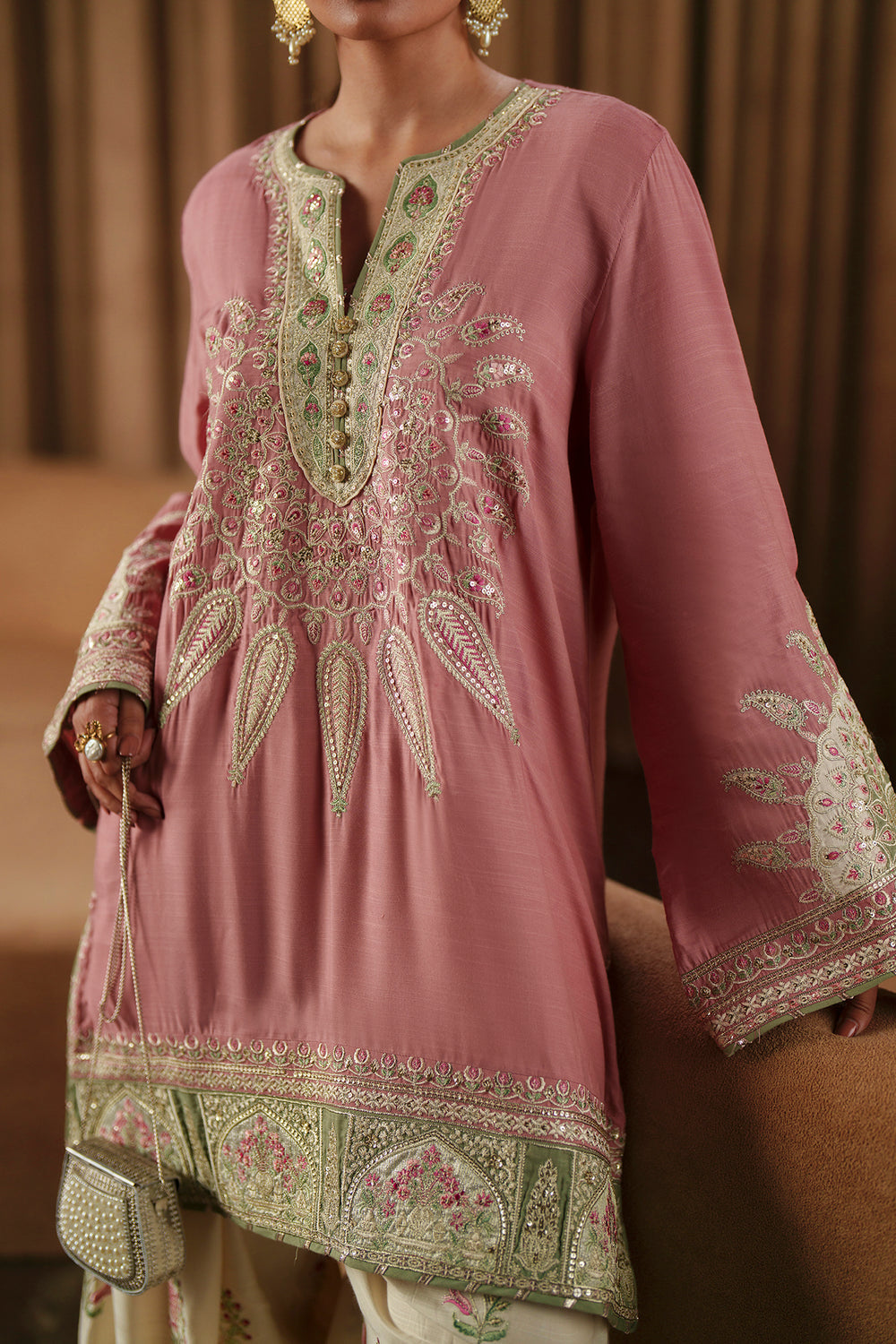 Ethnic Silk 2pc Pink