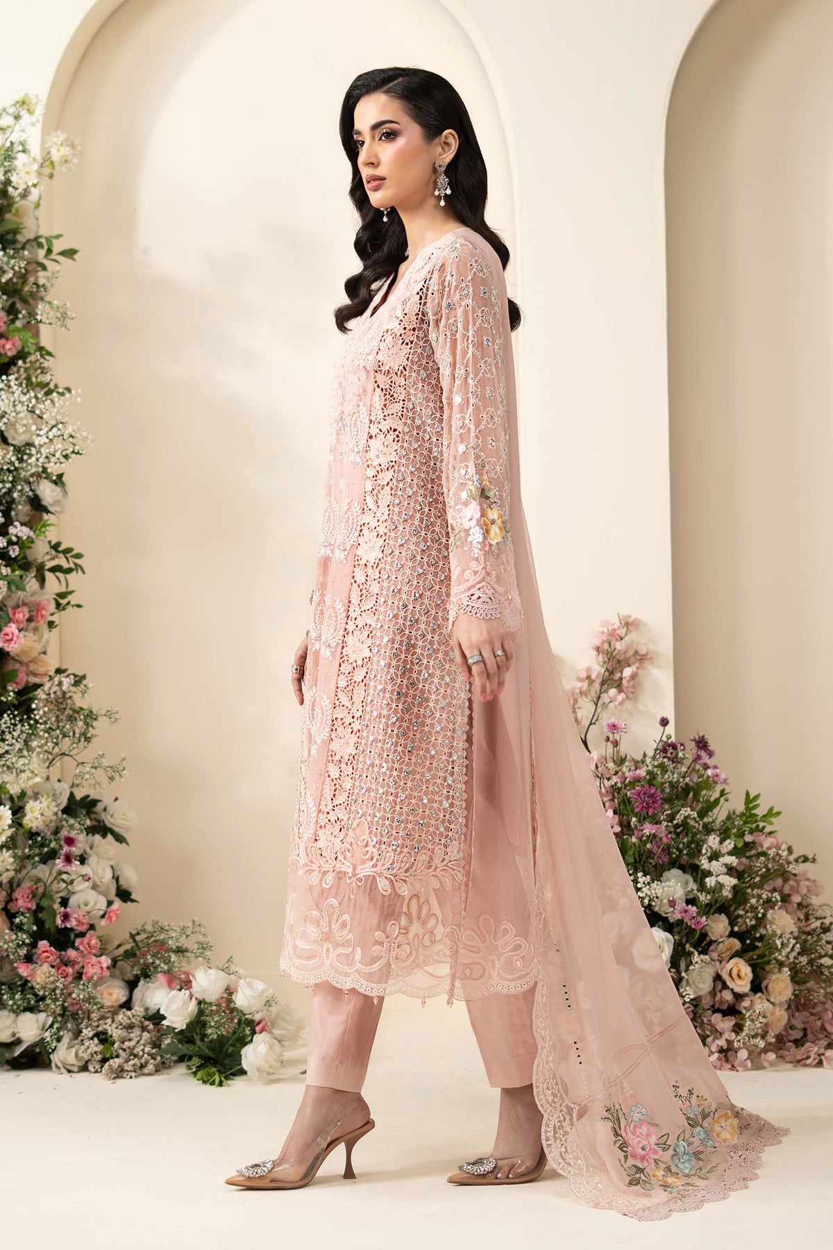 Dhanak Embroidered Luxury 3pc Article With Khaddi Net Dupatta MB