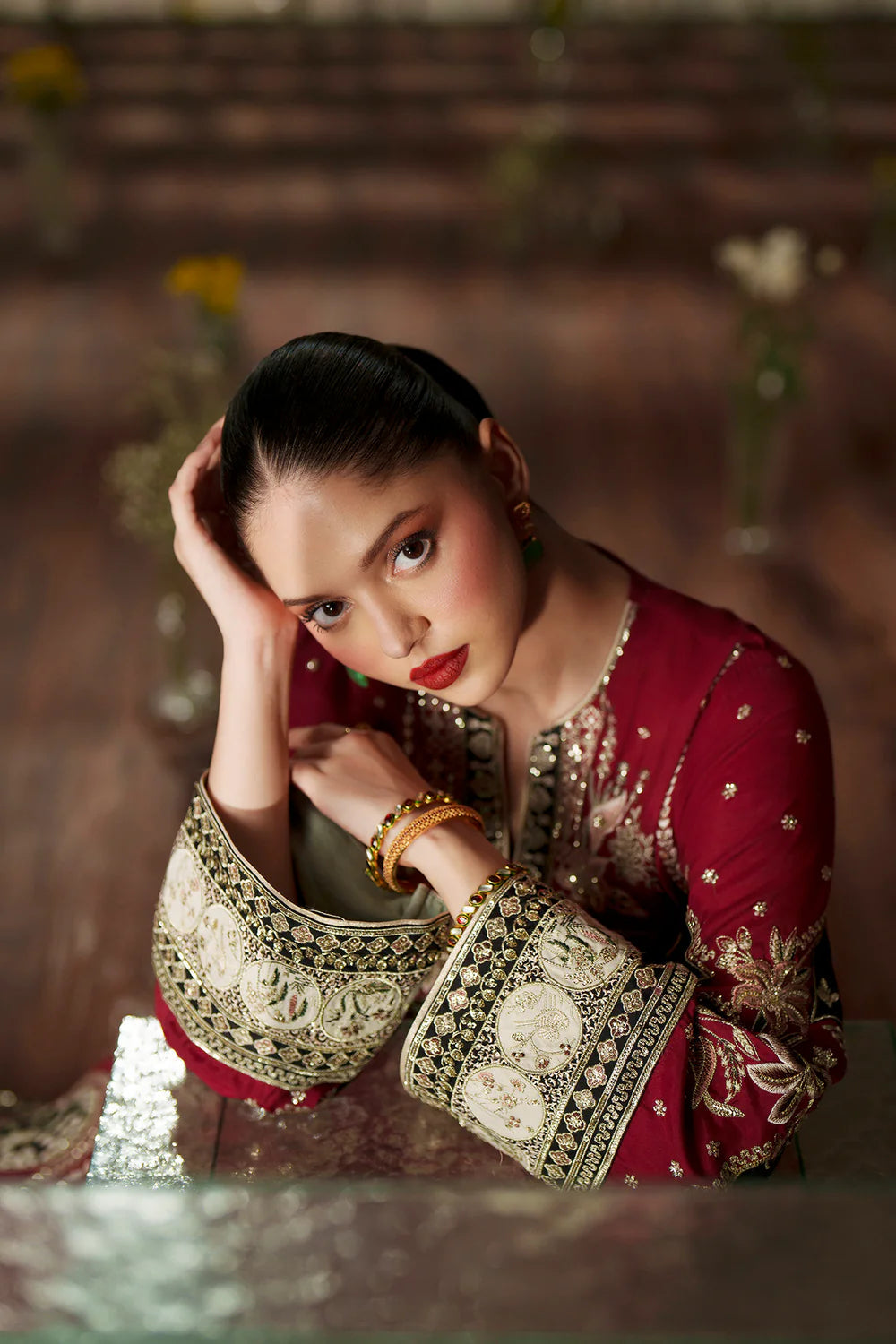 Ethnic Silk Red 2pc