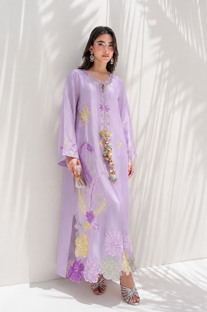 Sidrah&sarah Luxury Lilac 2pc Silk Embroidered