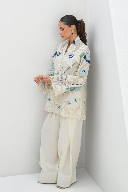 Nadia Farooqui Silk Embroidered 2pc Article Off White Color