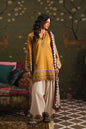 Dhanak Embroidered 3pc luxury Article With  Dhanak Printed Shawl Mustard Color