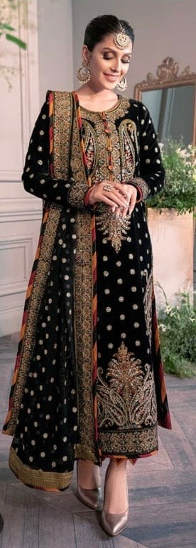 Asim Jofa Embroidered Velvet 3 Piece Unstitched - Maryam Collection
