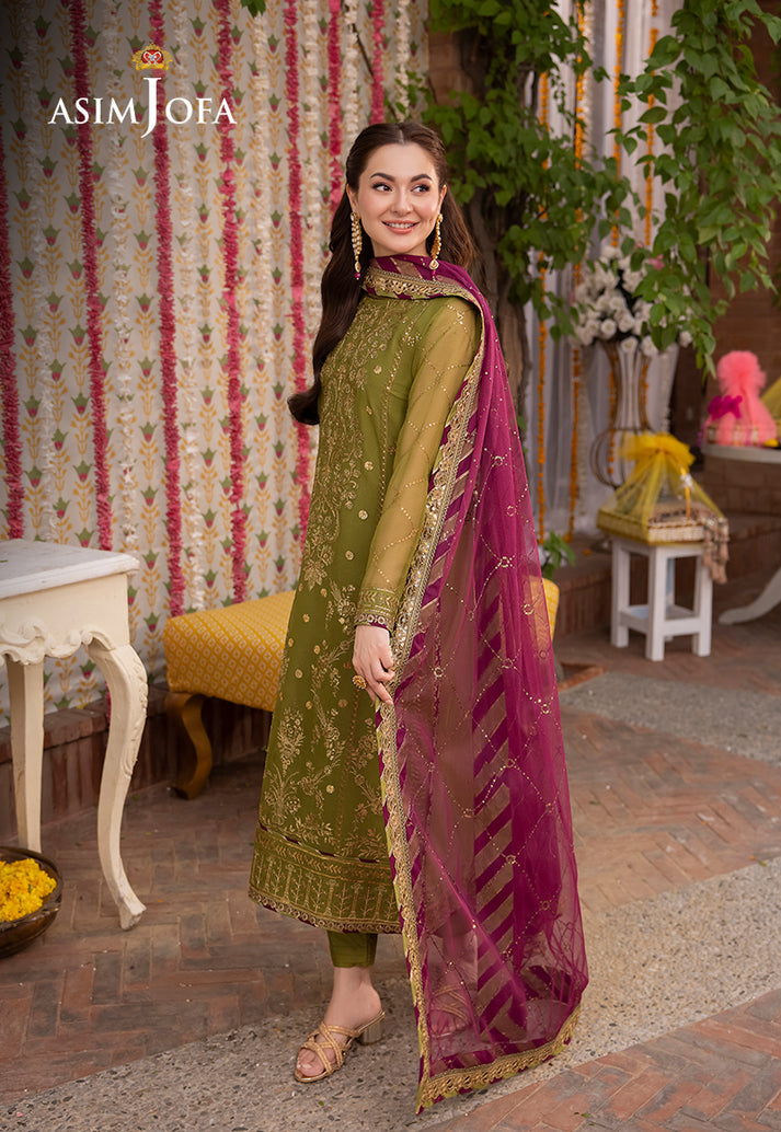 Asim Jofa Luxury Chiffon Embroidered Dress 3pc Hania Amir
