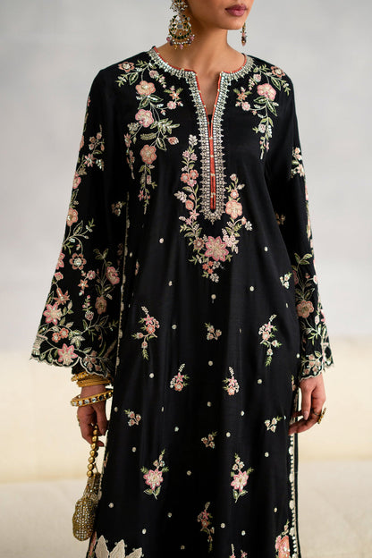 Ethnic silk Black kaftan style 2pc article