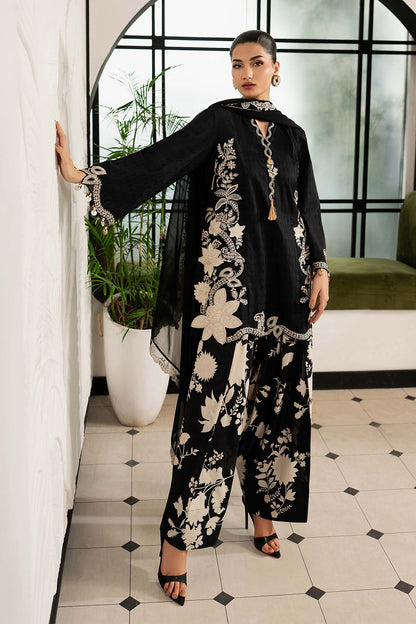 Printed Silk Embroidered 3pc Article With chiffon Dupatta Sialian
