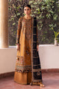 Jazmin Dhanak Embroidered Luxury 3pc Article With Digital Printed Wool Shawl Mustard Color