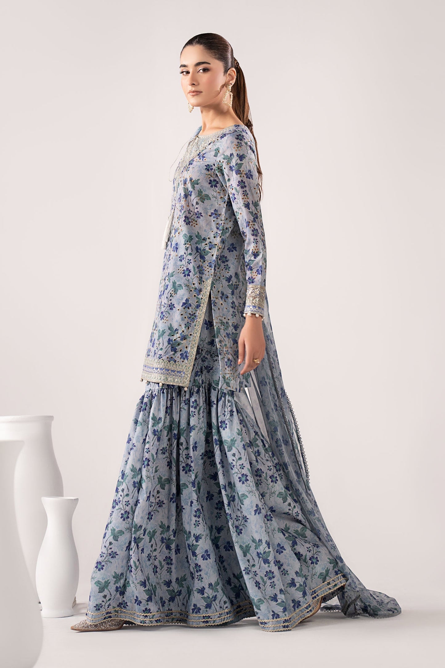 Mariab Silk Luxury Embroidered Dress 3pc