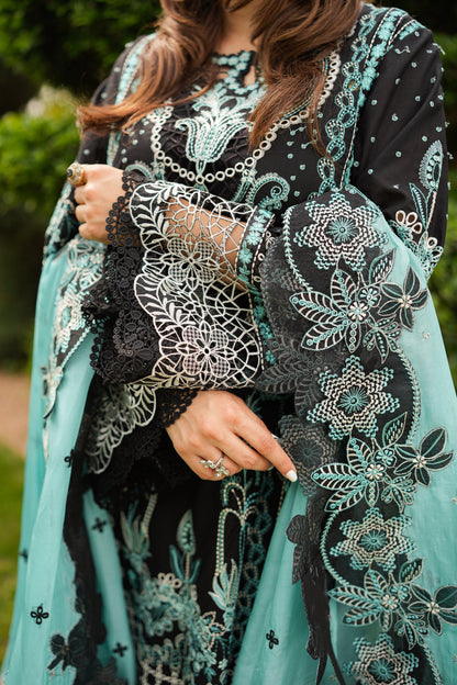 Aneelas Dhanak Embroidered 3pc Article With With Contrast Embroidered Khaadi Net Duppata