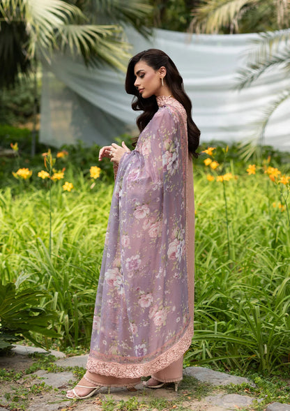 Elaf Dhanak Embroidered 3pc Luxury Article With Dhanak Purple Shawl Pink Color