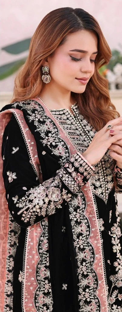 Aneelas Luxury Handmade work Velvet 3 Piece