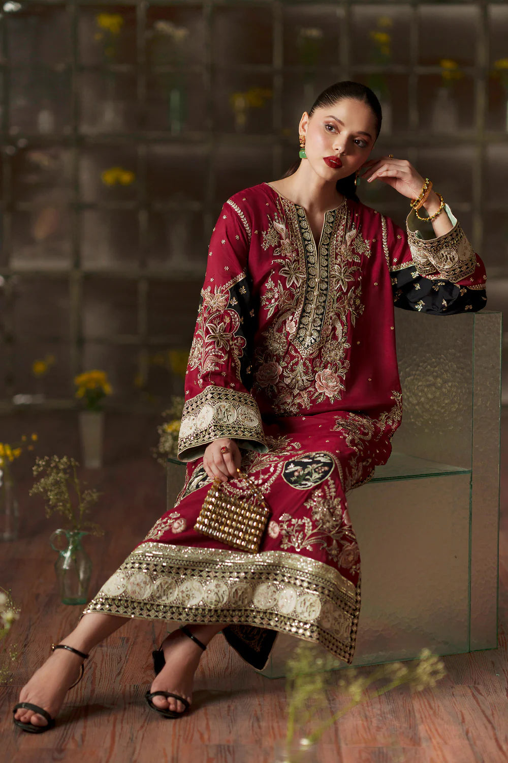 Ethnic Silk Red 2pc