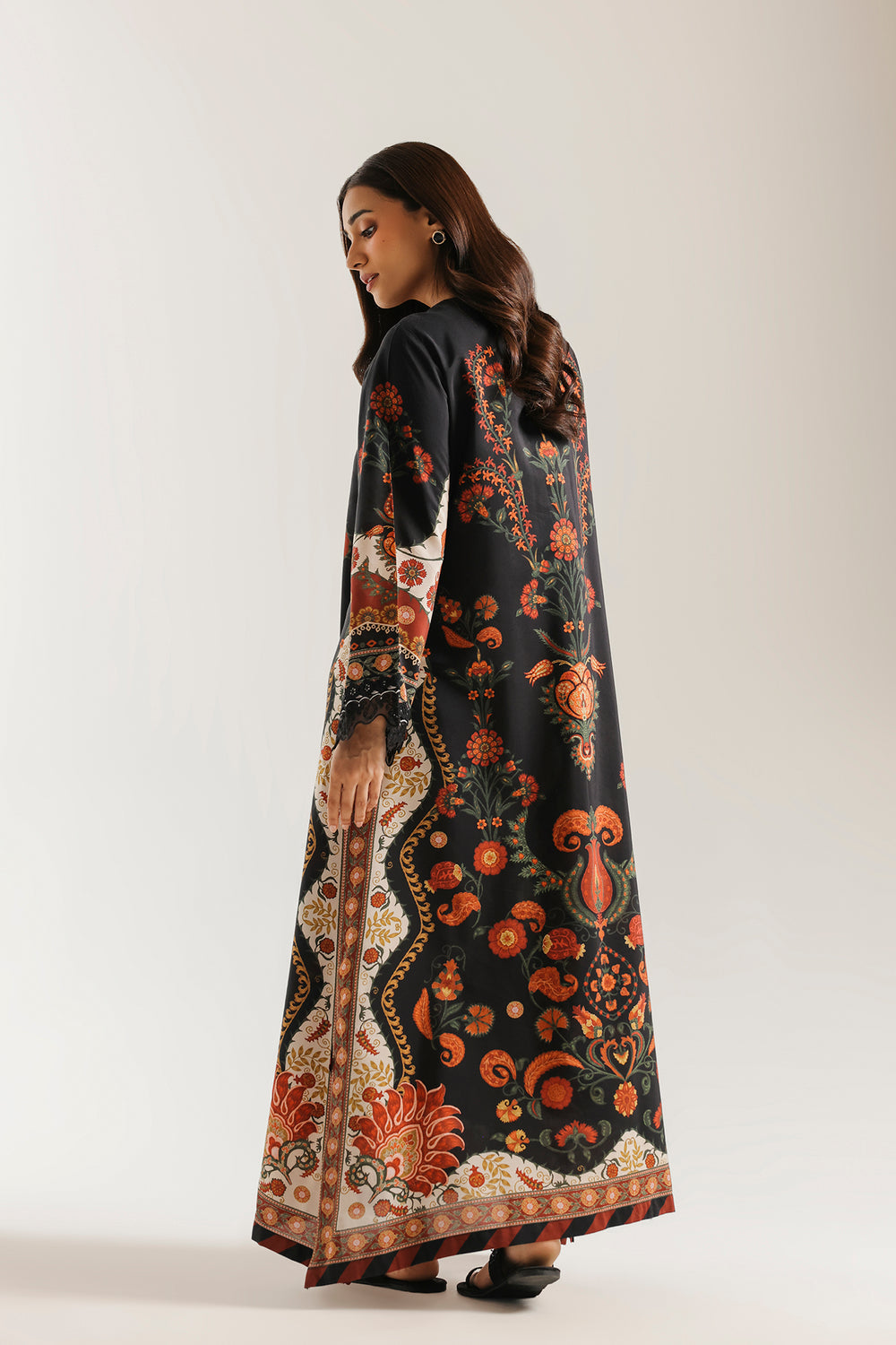 Ethnic Silk Luxury Embroidered Dress,trouser and sleeves D-90025