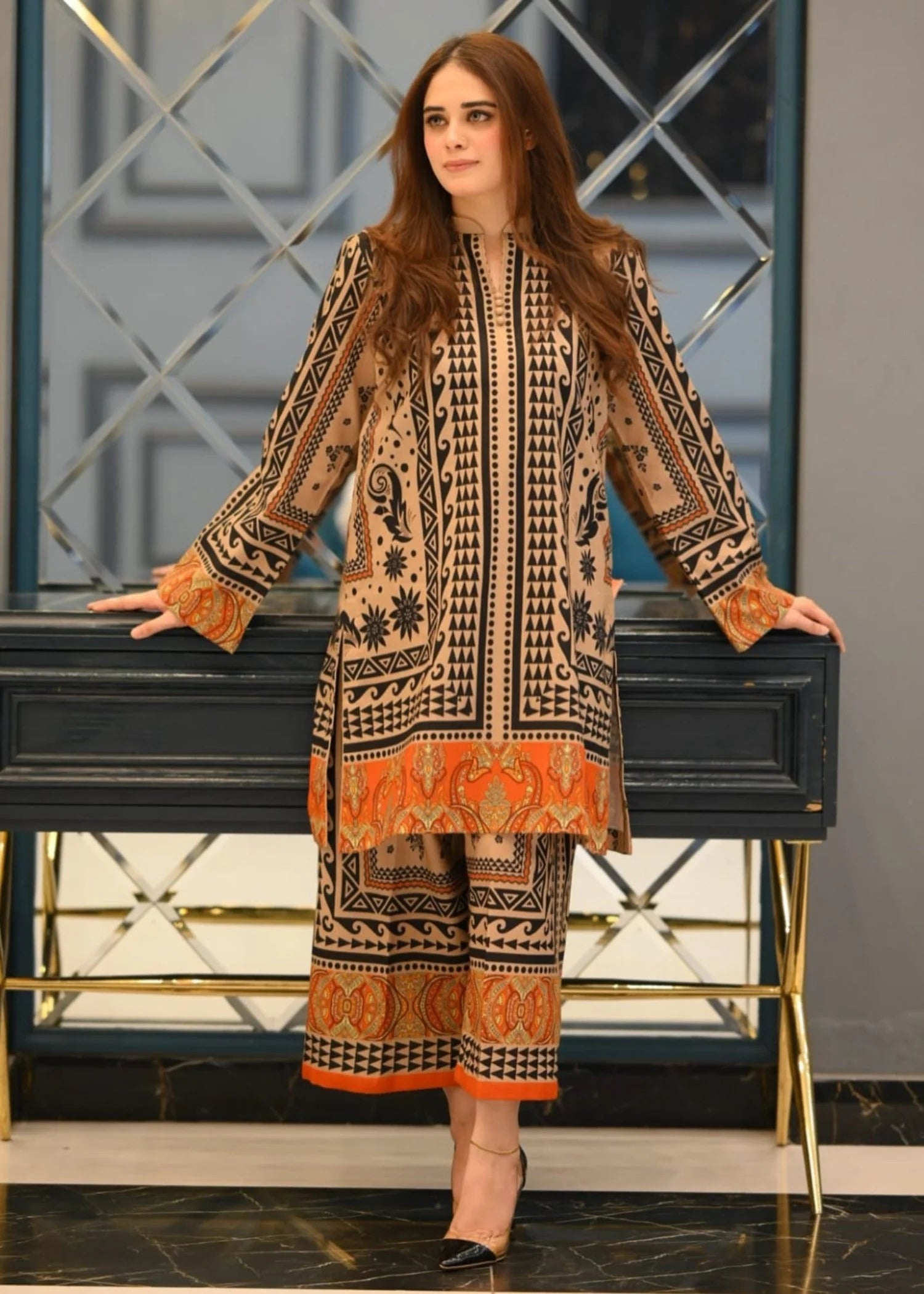 Silk Digital Printed 2 Piece Article Trending Silk Dress