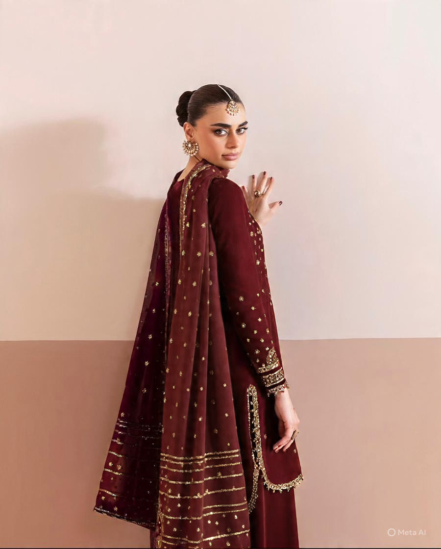 Jazmin 9000 micro Velvet Three Piece Embroidered