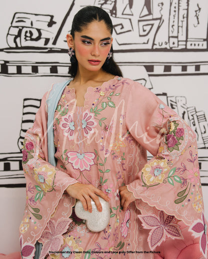 Viscose Embroidered 3pc Article Pink Color Nia Mia