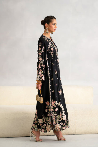 Ethnic silk Black kaftan style 2pc article