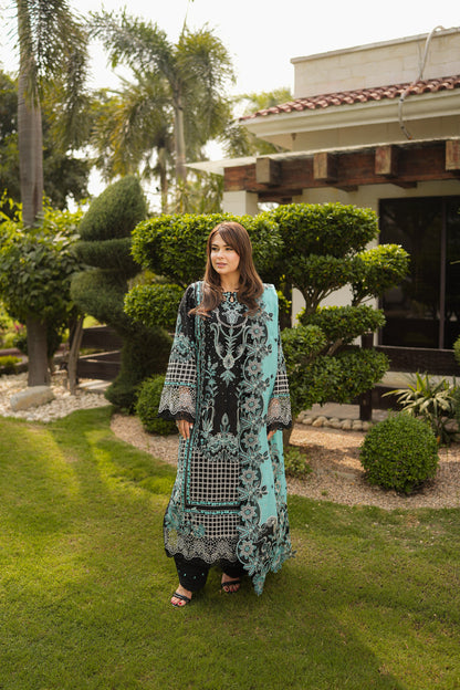 Aneelas Dhanak Embroidered 3pc Article With With Contrast Embroidered Khaadi Net Duppata