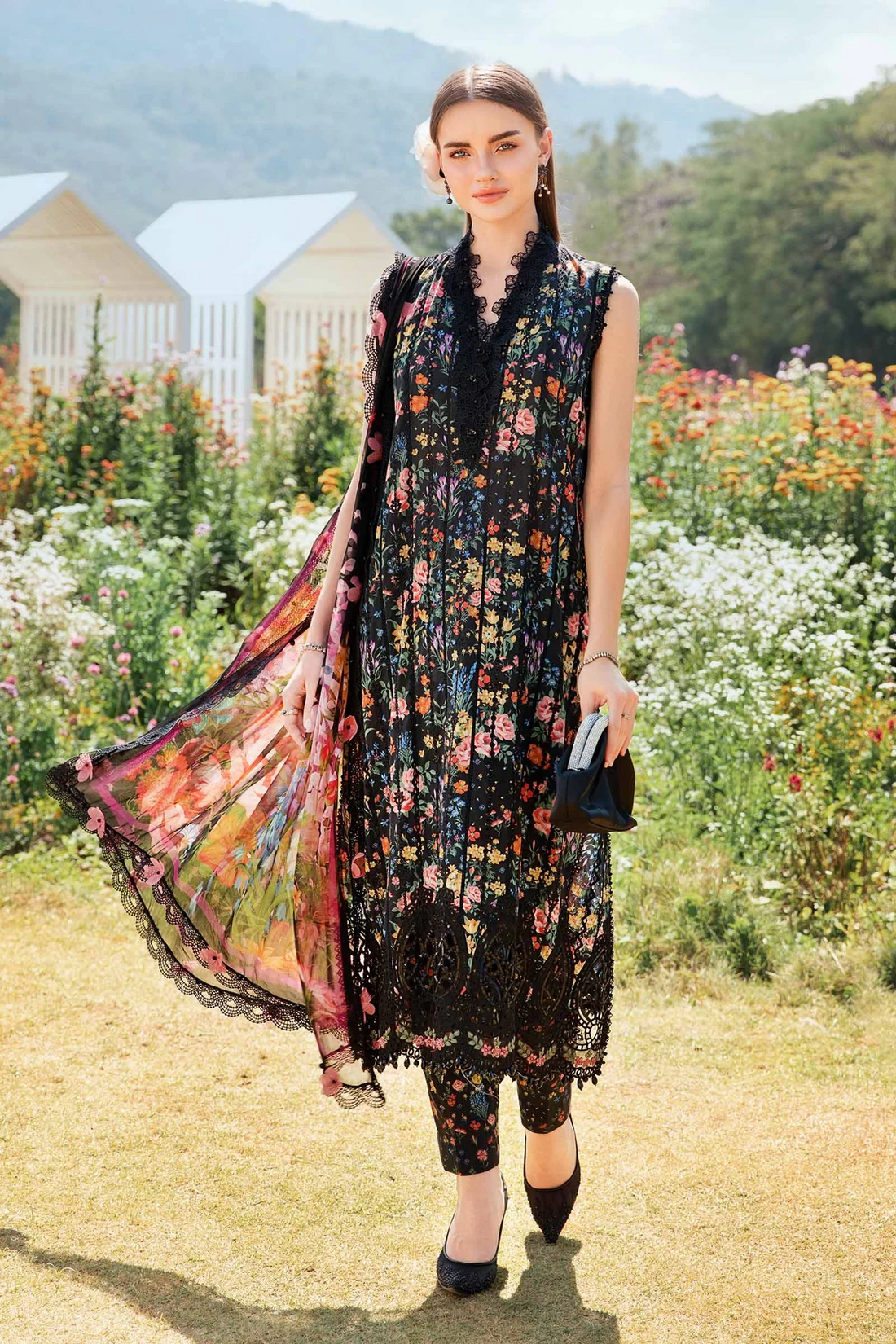 Maria B. Printed Lawn with Patches