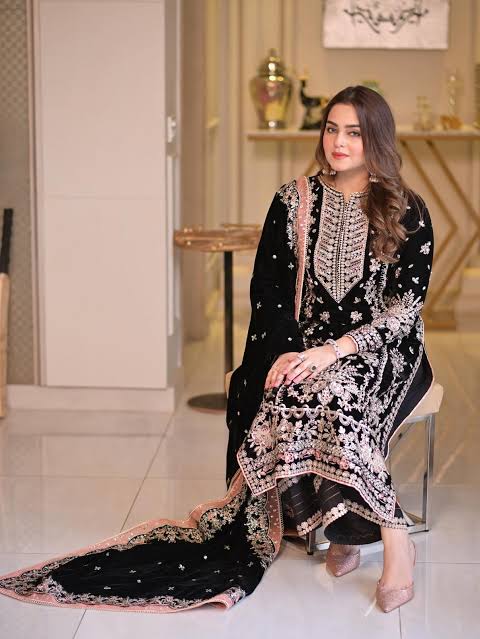 Aneelas Luxury Handmade work Velvet 3 Piece