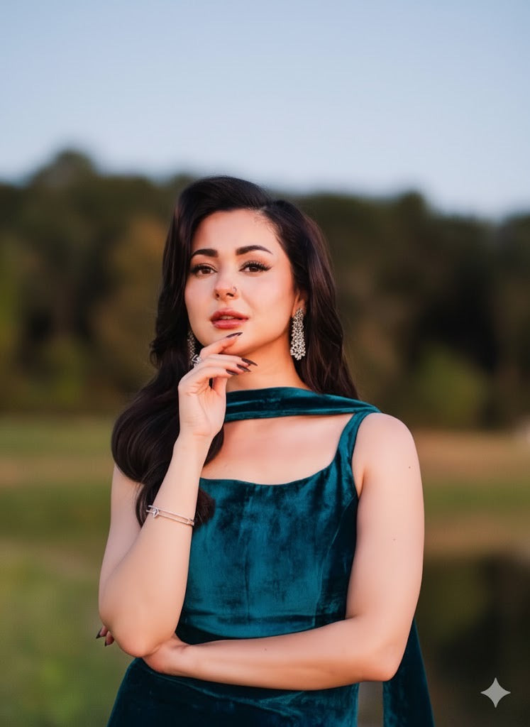 Hania Amir Velvet Dress 9000 micro Velvet In 3 colours